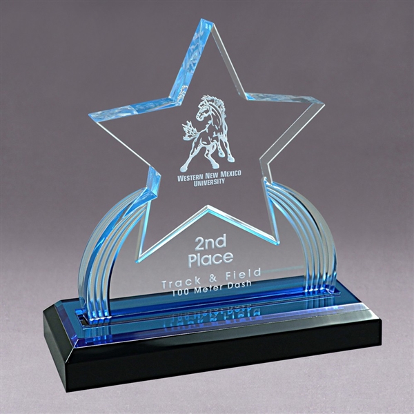 Geo Star<BR> Blue Acrylic Trophy<BR> 6 Inch