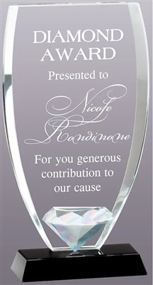 Ebony Accent<BR> Diamond Crystal Trophy<BR> 7 3/4 Inches