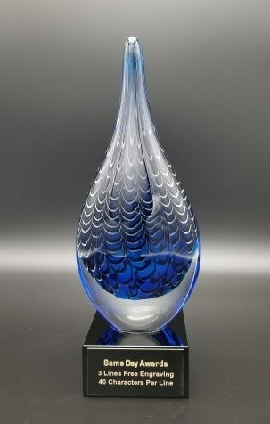 Waterspout Art Glass Trophy<BR> 9.5 Inches