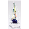 Rainbow Swirl<BR> Art Glass Trophy<BR> 8.75 Inches