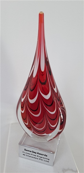 Red Swirl<BR> Art Glass Trophy<BR> 11.5 Inches