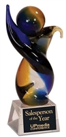 Modern Man<BR> Artistic Glass Trophy<BR> 7.75  Inches