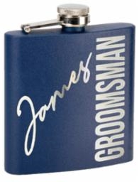 6 Oz. Stainless Steel Flask<BR> Navy Blue