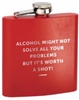 6 Oz. Stainless Steel Flask<BR> Red