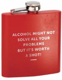 6 Oz. Stainless Steel Flask<BR> Red