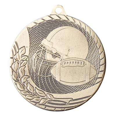 Laser Back<BR> Football Medal<BR> Gold/Silver/Bronze<BR> 2 Inches