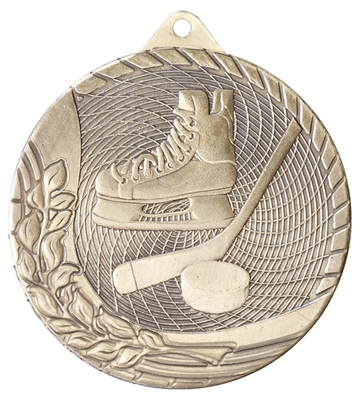 Laser Back<BR> Hockey Medal<BR> Gold/Silver/Bronze<BR> 2 Inches