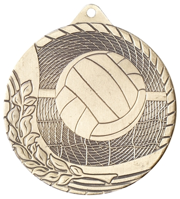 Laser Back<BR> Volleyball Medal<BR> Gold/Silver/Bronze<BR> 2 Inches