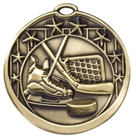 8 Star Hockey Medal<BR> Gold/Silver/Bronze<BR> 2 Inches