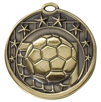 8 Star Series<BR> 2 Inch Soccer Medal<BR> Gold/Silver/Bronze