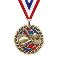 Glitter Baseball Medal<BR> Gold/Silver/Bronze<BR> 2.5 Inches
