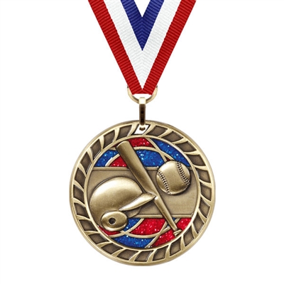 Glitter Baseball Medal<BR> Gold/Silver/Bronze<BR> 2.5 Inches
