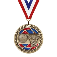 Glitter Basketball Medal<BR> Gold/Silver/Bronze<BR> 2.5 Inches