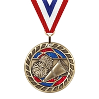 Glitter Cheerleading Medal<BR> Gold/Silver/Bronze<BR> 2.5 Inches