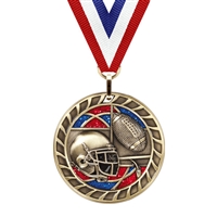 Glitter Football Medal<BR> Gold/Silver/Bronze<BR> 2.5 Inches