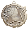 Star Basketball Medal<BR> Gold/Silver/Bronze<BR> 2.5 Inches