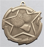 Star Cheerleading Medal<BR> Gold/Silver/Bronze<BR> 2.5 Inches