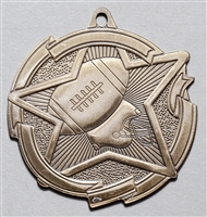 Star Football Medal<BR> Gold/Silver/Bronze<BR> 2.5 Inches