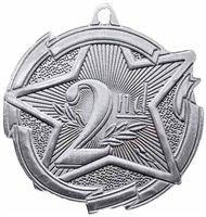 Star 2nd Place Medal<BR> Silver<BR> 2.5 Inches