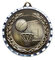Diamond Cut<BR> Basketball Medal<BR> Gold/Silver/Bronze<BR> 2 Inches