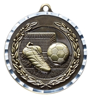 Diamond Cut<BR> Soccer Medal<BR> Gold/Silver/Bronze<BR> 2 Inches