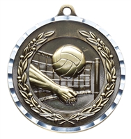 Diamond Cut<BR> Volleyball Medal<BR> Gold/Silver/Bronze<BR> 2 Inches