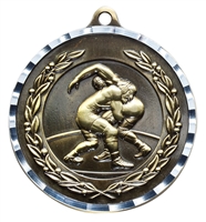 Diamond Cut<BR> Wrestling Medal<BR> Gold/Silver/Bronze<BR> 2 Inches