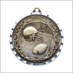 Diamond Cut XXL<BR> Football Medal<BR> Gold/Silver/Bronze<BR> 2.75 Inches