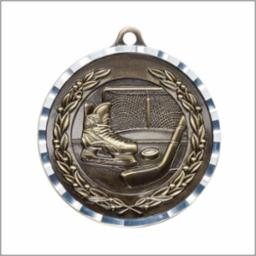 Diamond Cut XXL<BR>Hockey Medal<BR> Gold/Silver/Bronze<BR> 2.75 Inches