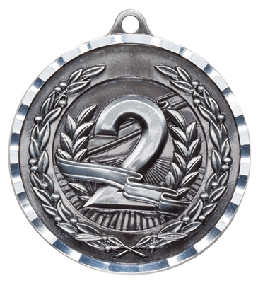 Diamond Cut XXL<BR> 2nd Place Medal<BR> Silver<BR> 2.75 Inches