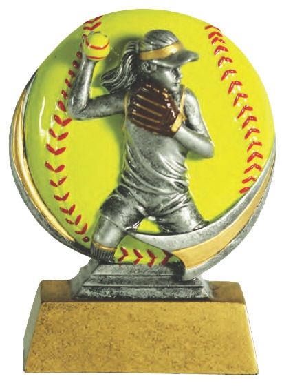 Mini Color Motion<BR> Softball Trophy<BR> 5 Inches
