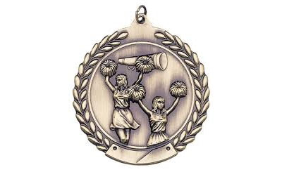 Die Cast XXL<BR> Cheerleading Medal<BR> Gold/Silver/Bronze<BR> 2.75 Inches