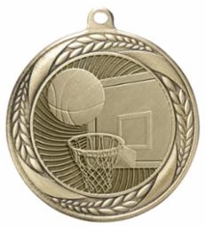 Laurel Wreath Basketball<BR> 2.25 Inch Medal