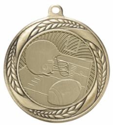 Laurel Wreath Football <BR> Gold <BR> 2.25 Inch Medal