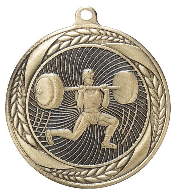Inflation Buster<BR>Laurel Wreath Male Weightlifting<BR> 2.25 Inch Medal