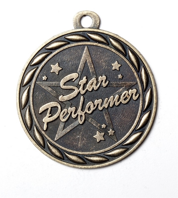 Star Performer Medal<BR> Gold Only<BR> 2 Inches
