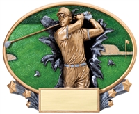 Male Golf Explosion<BR> Plaque or Trophy<BR> 6 Inches