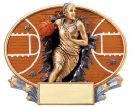 Female Basketball Explosion<BR>Plaque or Trophy<BR> 6 Inches