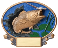 3-D Bass  Explosion<BR> Plaque or Trophy<BR> 6 Inches