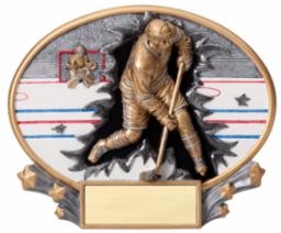 3-D Explosion Hockey<BR>Plaque or Trophy<BR> 6 Inches