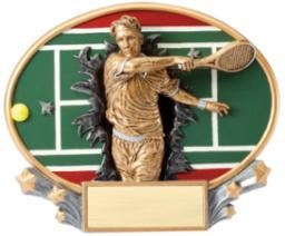 Male Tennis Explosion<BR> Plaque or Trophy<BR> 6 Inches