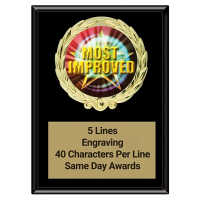 Magic Most-Improved Plaque<BR> Stock or Custom Logo <BR> 3 Sizes