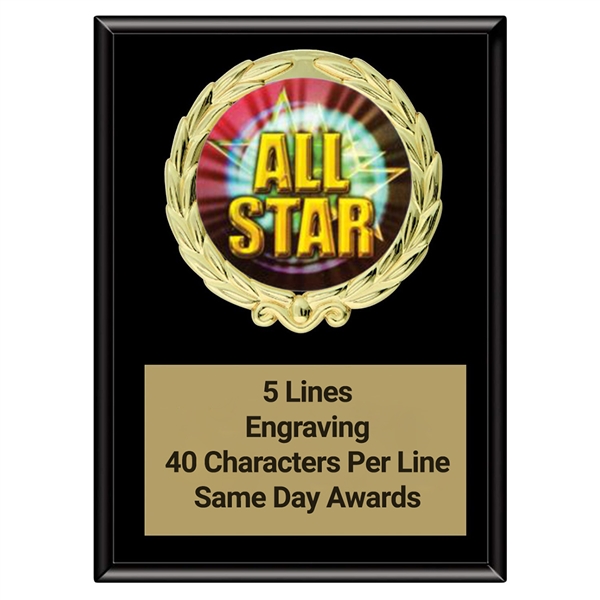 Magic All-Star Plaque<BR> Stock or Custom Logo <BR> 3 Sizes