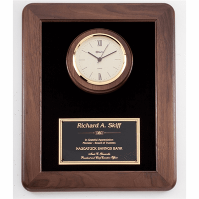 Walnut Frame<BR> Black with Gold Clock<BR> 12 Inches x 15 Inches