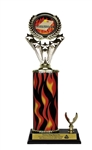 Round Flame Column - 1 Trim<BR> Flame Cornhole Trophy<BR> 10-12 Inches<BR> 10 Colors