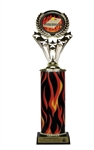 Round Flame Column<BR> Flame Cornhole Trophy<BR> 10-12 Inches<BR> 10 Colors