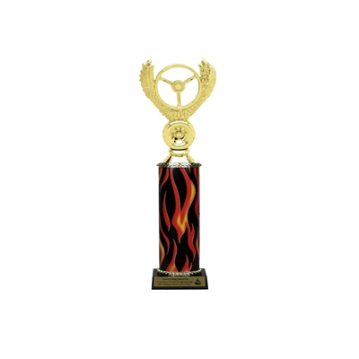 Flame Column<BR> Winged Wheel Trophy<BR> 10-12 Inches