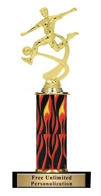 Single Flame Column<BR> Soccer M Motion Trophy<BR> 10-12 Inches