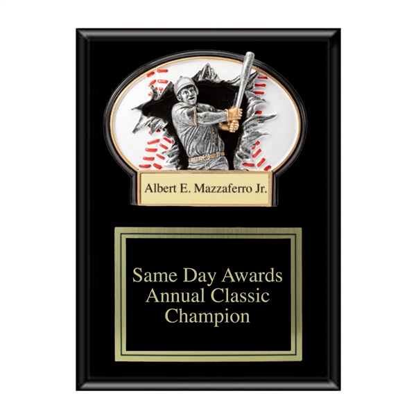 Ebony Matte Plaque<BR> Baseball Award<BR> 9" x 12"
