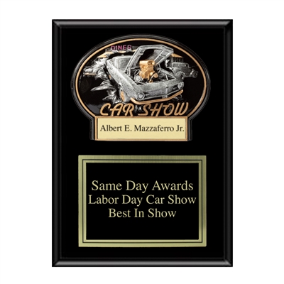 Ebony Matte Plaque<BR> Burst Car Show Award<BR> 9" x 12"